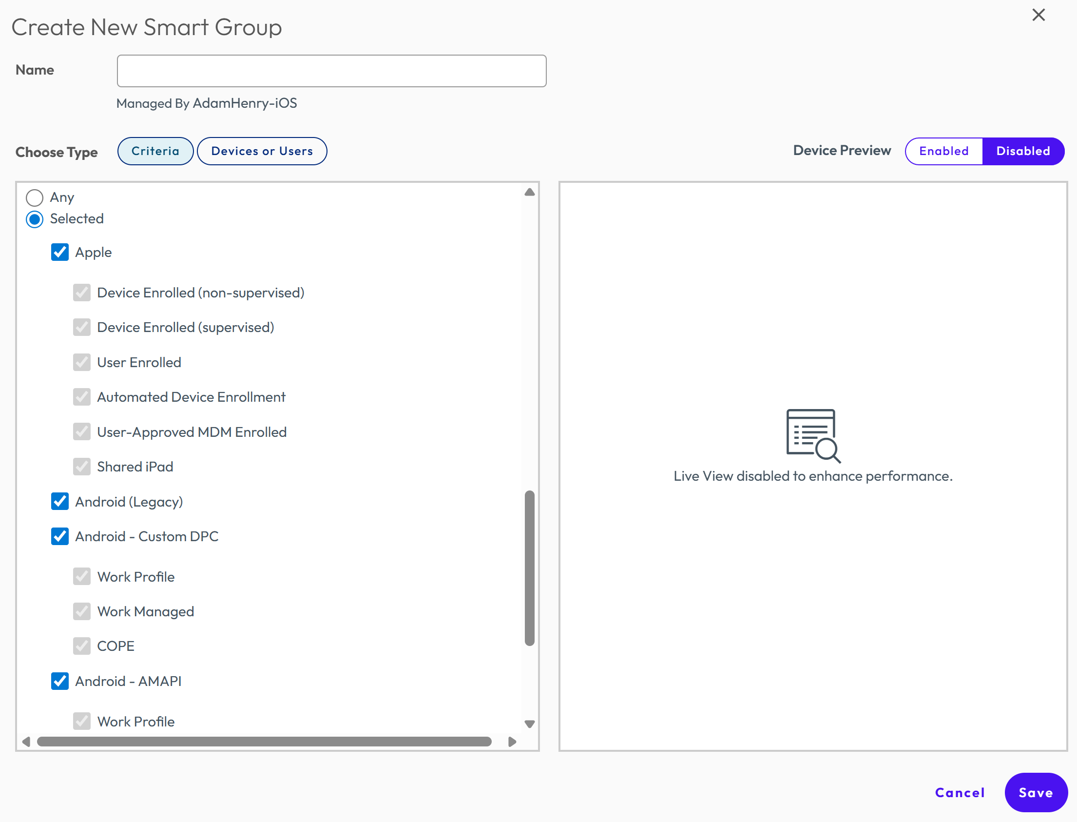 Smart Groups Enrollment Category for Apple
