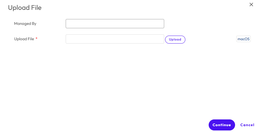 The upload profile page displaying option to upload a file