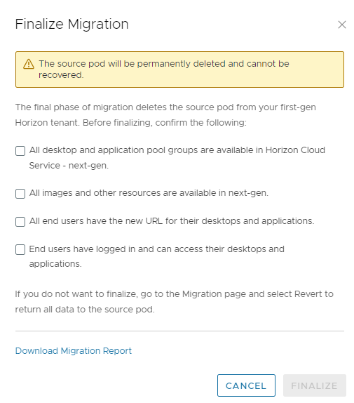 Screenshot of the Approve Source Pod Deletion window