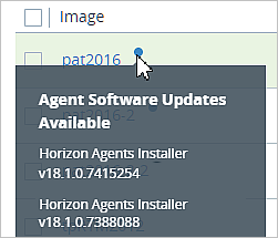 Captura de tela da lista que aparece quando o cursor passa sobre o indicador de ponto azul