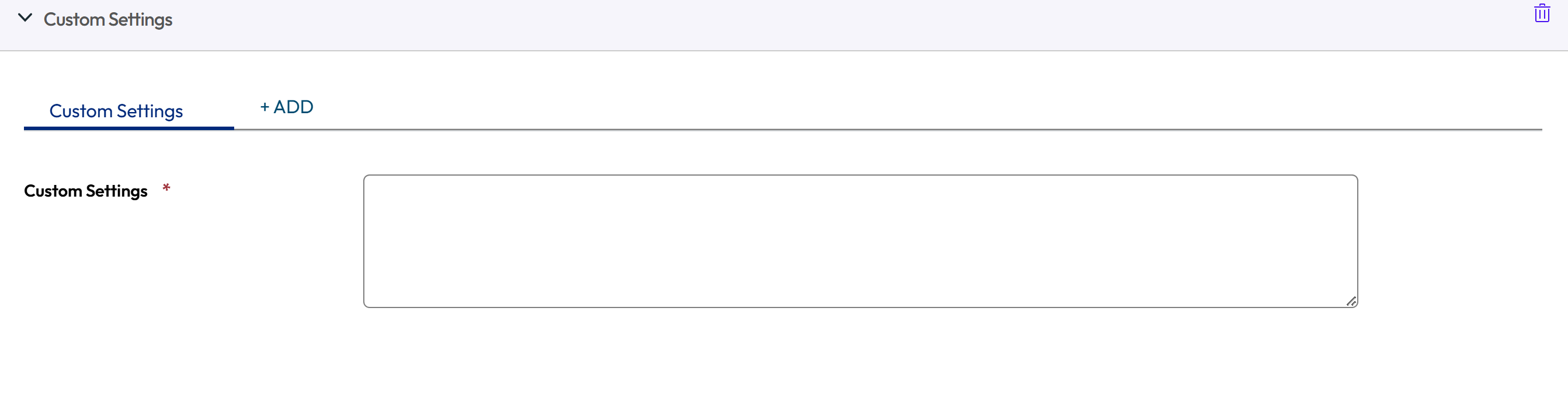 The Custom Settings user interface displays options for adding custom settings with the Next button to proceed to the next screen.The summary displays the status of the custom profile settings.