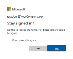 Screenshot of the application portal showing Stayed signed in option page Screenshot of the application portal showing Stayed signed in option page