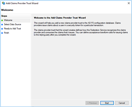 Screenshot of the Add Claims Provider Trust Wizard