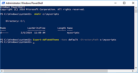 Screenshot of Command window showing Export command details