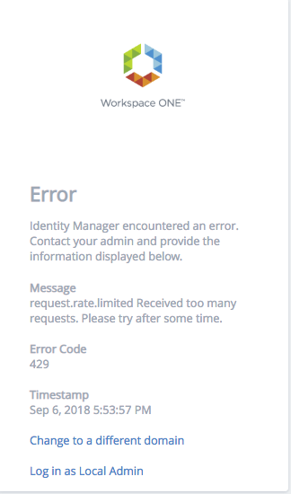 Login screen error message