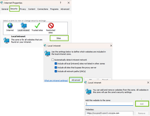 Microsoft Edge browser configuration for Kerberos step4