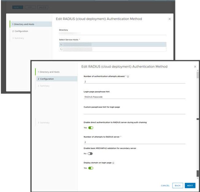 Screenshot of the server configuration page