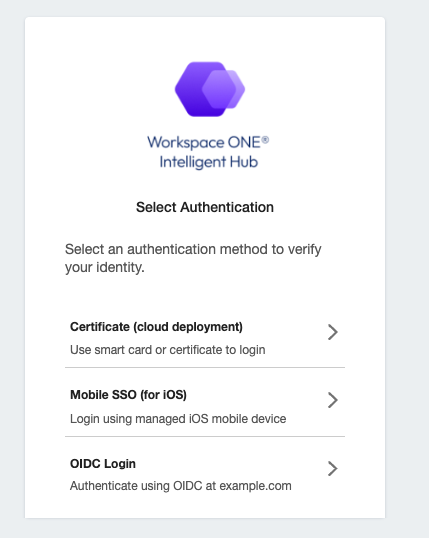 User Select Authentication login screen