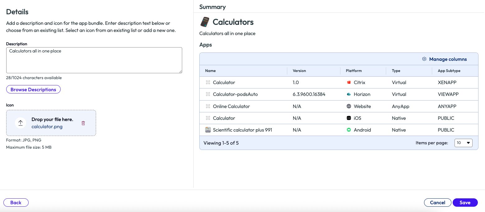 App Bundle creation, adding an application description.