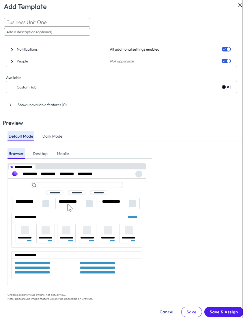 Screenshot of the feature configuration page showing the Branding design section Screenshot of the feature configuration page showing the Branding design section