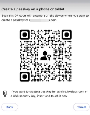 Create passkey QR code