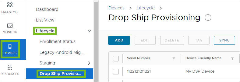 Shows the location in the UEM console Shows the location in the UEM console
