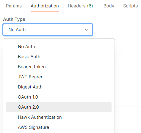 Select OAuth 2.0. Select OAuth 2.0.