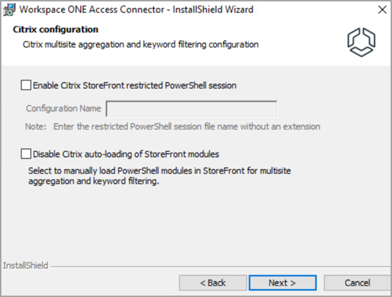 None of the Citrix configuration options are selected. None of the Citrix configuration options are selected.