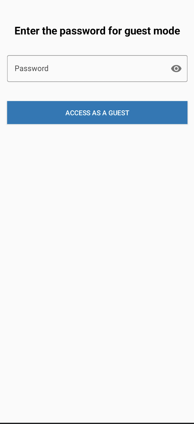 This screenshot shows you the user device with the guest authorization screen displaying. This screenshot shows you the user device with the guest authorization screen displaying.