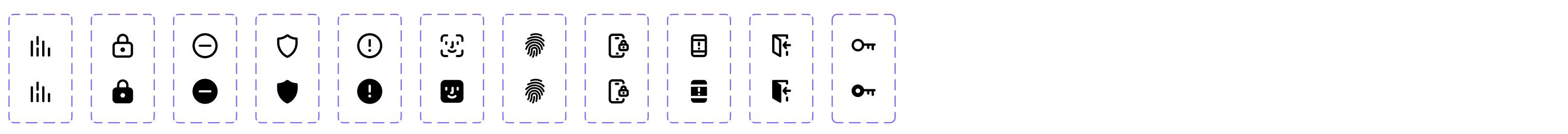 This screenshot is a group of security icons available.