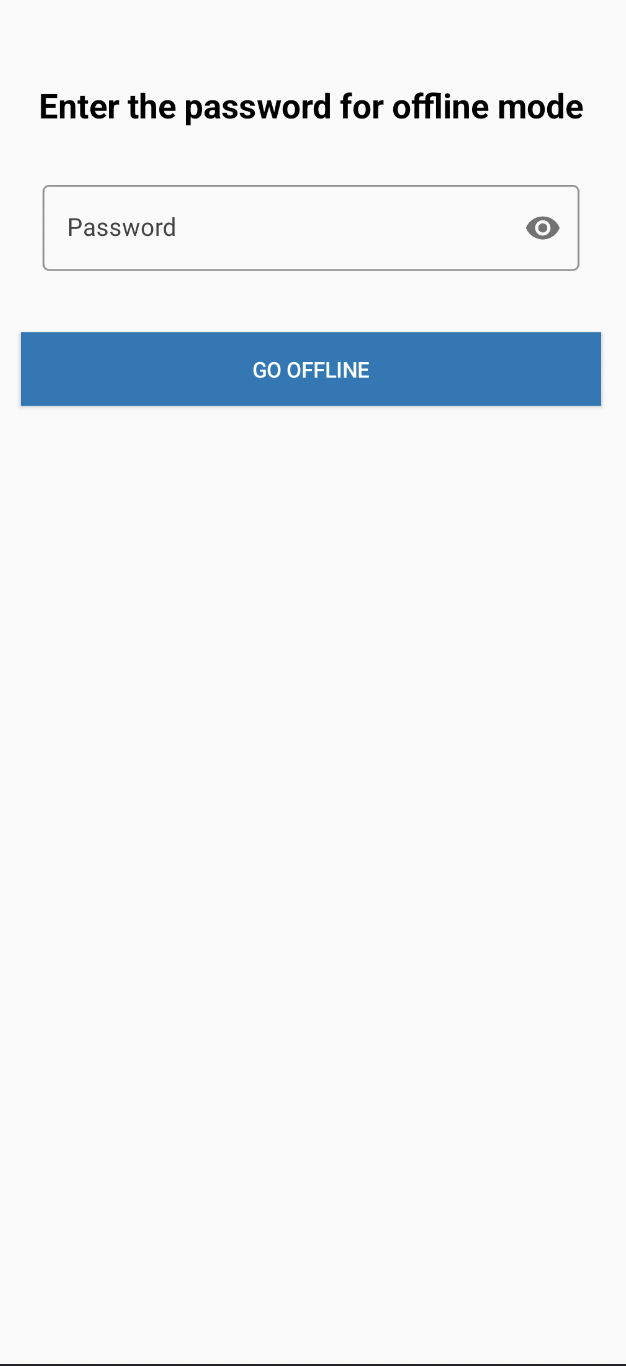 This screenshot shows you the offline mode passcode screen on the user device.
