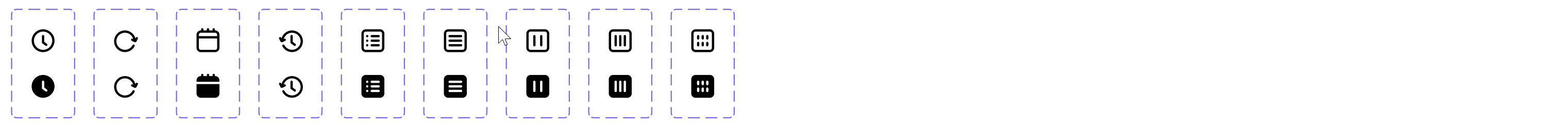 This screenshot is a group of time icons available.