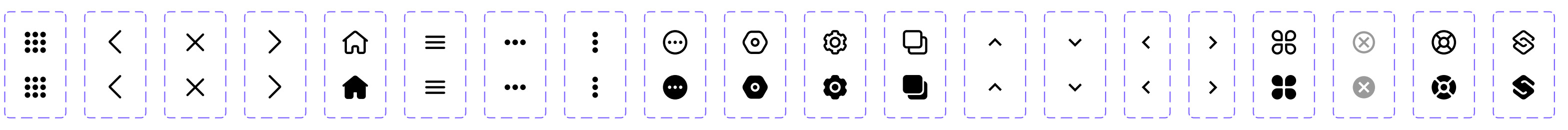This screenshot is a group of navigation icons available.