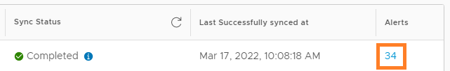 In the Sync Status column, the Alert icon is selected.