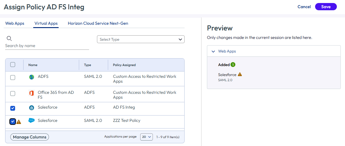 Changes to assignments appear in the Preview pane.