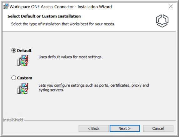 The Default option is selected. The Default option is selected.