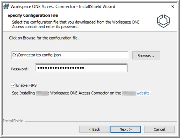 The Enable FIPS option is selected. The Enable FIPS option is selected.