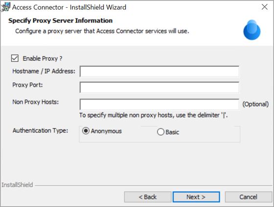 The Enable Proxy option is selected.