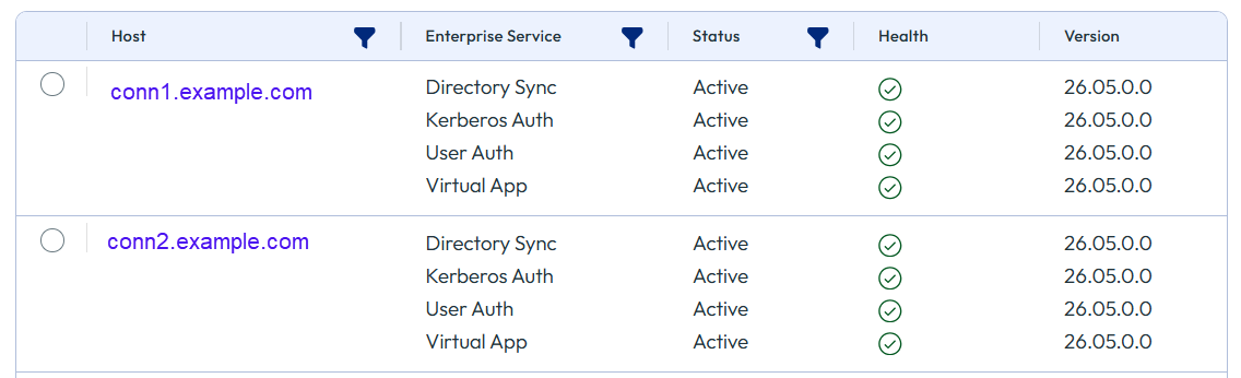 "The Connectors page displays two connectors, both of which have the Virtual App Service installed." "The Connectors page displays two connectors, both of which have the Virtual App Service installed."