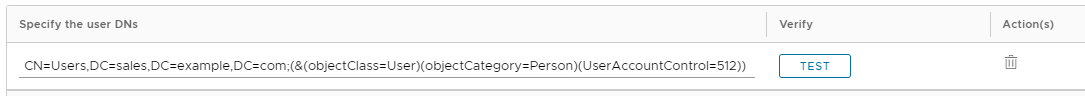 Enter the user DN, followed by a semicolon and the filter.