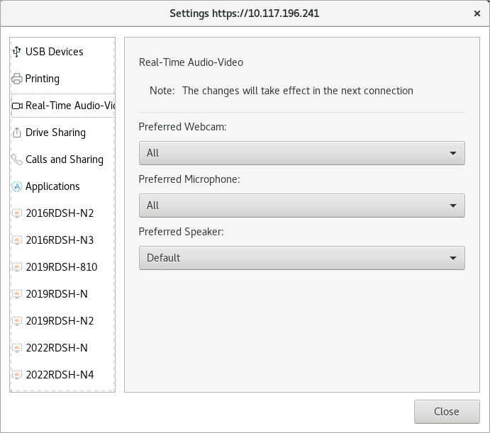 使用 Horizon Client“设置”窗口配置实时音频-视频设置。