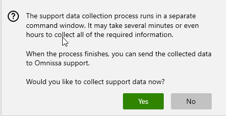 要继续日志收集进程,请接受确认提示。 要继续日志收集进程,请接受确认提示。